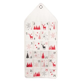 Rayher 46705000 Advent Calendar for Hanging, 36 x 82 cm, 24 Cotton Fabric Pockets, Christmas Print, Advent Calendar for Filling,