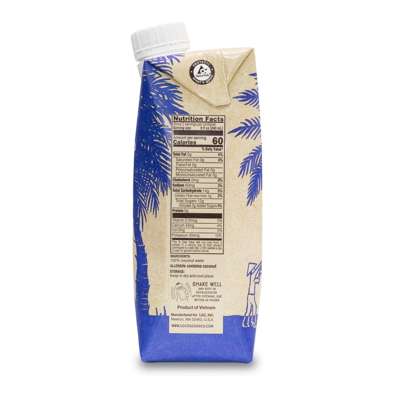 CocoGoodsCo Vietnam Single-Origin 100% Natural Coconut Water, Non-GMO, Never from