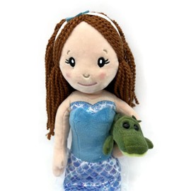 The Petting Zoo Mermaid Doll with Alligator Stuffed Animal- Great Gifts for Girls, Mermaid Plush Doll with Alligator Plush Toy, 17 inch (Red Hair)