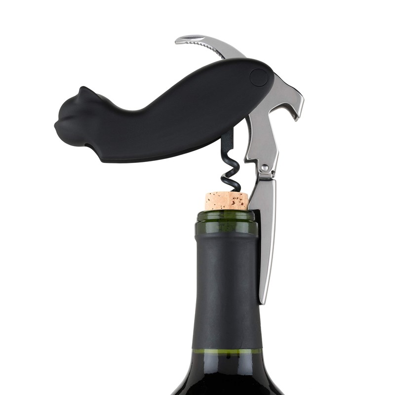 TrueZoo Allie the Black Cat Double Hinged Corkscrew, Novelty Wine