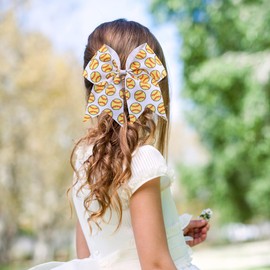 FOMIYES 5 Pcs Softball Hair Bows Cheer Ponytail Holder Sports Hair Ties Ribbon Bows Elastic Hair Scrunchies for Cheerleading Teen Girls Players