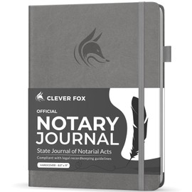 Clever Fox Notary Journal – Notary Public Journal of Notarial Acts – Hardcover Notary Log Book – Notary Supplies – 612 Record Entries, Numbered Pages, Hardcover, 8.5x11″ (Gray)