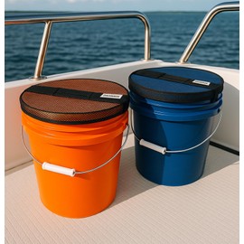 2-Pack Mesh Lids for 5 Gallon Bucket, Compatible with Yeti Loadout Buckets - Boat Trash Can Covers for Fishing, Boating and Camping (Black)