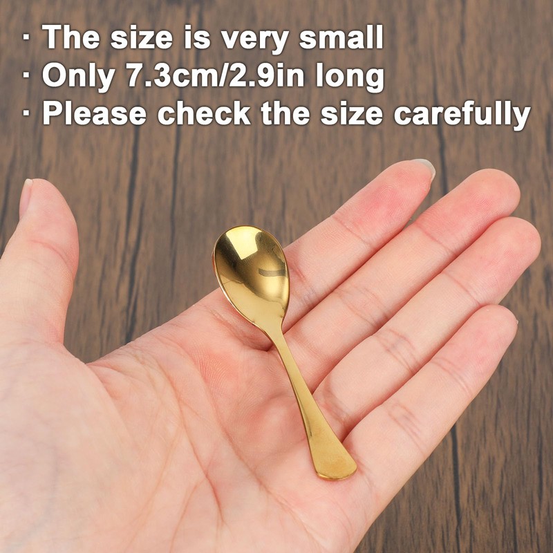 Penitue 8pcs Mini Stainless Steel Spoons, 7.3x1.7cm/2.9x0.67in Tiny Cute Small