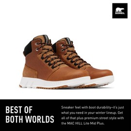 SOREL Men's Mac Hill Lite Mid Plus Waterproof Boot - Elk, Black - 14