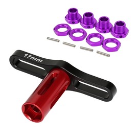 Dantenron RC Aluminum 17mm Wheel Hex Nuts with Wheel Hub Wrench Repair Tool Set Upgrades Part for 1/8 RC Cars Trucks Off Road Buggy Arrma Typhon Kraton 6S 3S Traxxas E-Maxx E-Revo Mojave (Purple)