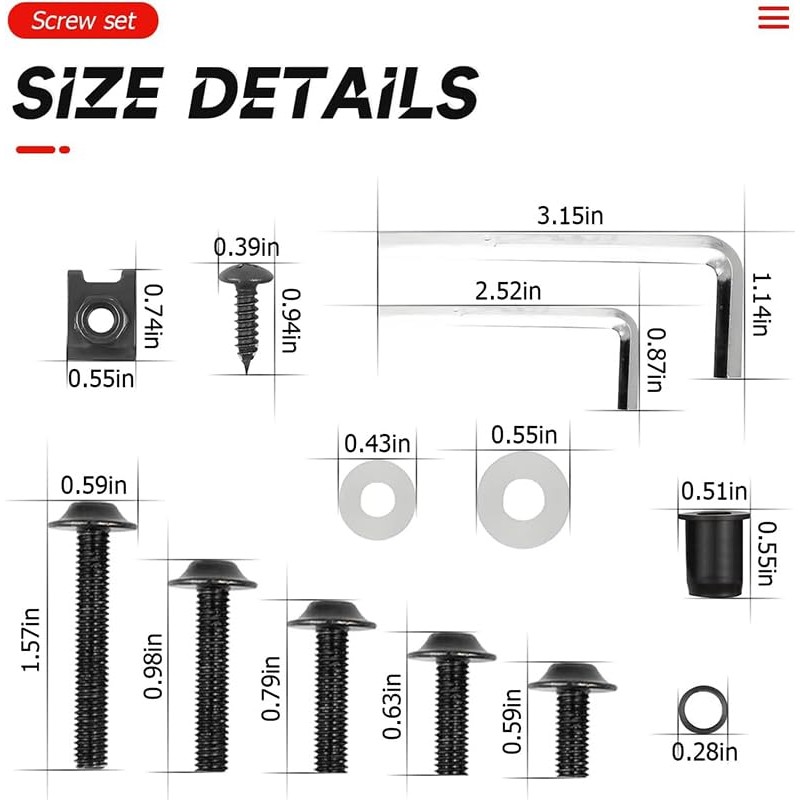 Motorcycle Fairing Bolt Kit, 177pcs, M5 M6 Screws, Aluminium Fasteners,