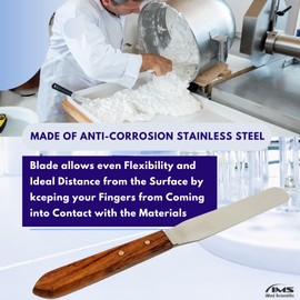 Lab Spatula, Wood-Handled, Stainless Steel Blade, Brass Rivets, Multifunction Laboratory Supplies - 6" Blade, 10.4" Total Length