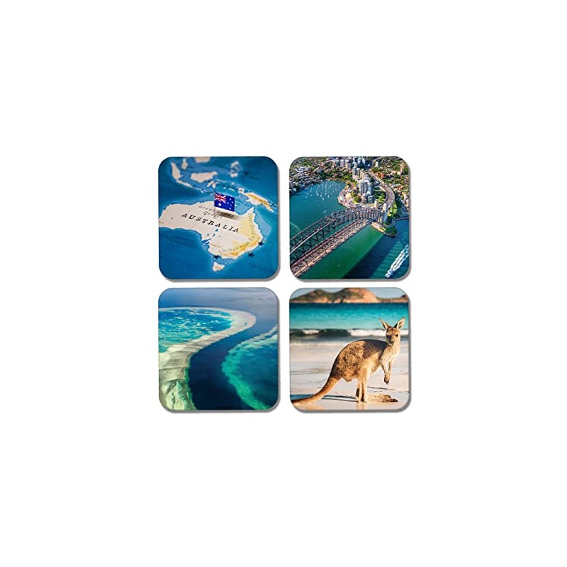DV DESIGN 4 x Square Australia Coasters - Travel Holiday