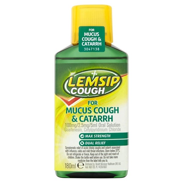 Lemsip Cough for Mucus Cough & Catarrh 100mg/2.5mg/5ml Oral Solution