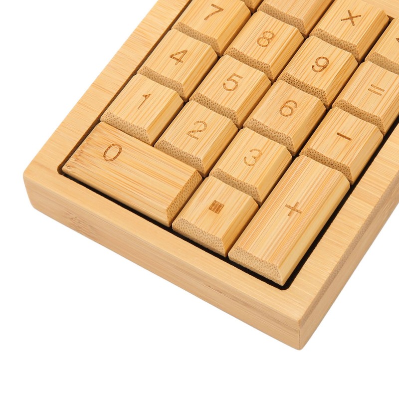 Wooden Calculator Solar Battery Powered 18 Keys Large LCD Display
