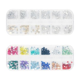 Tabanzhe Crystal Rhinestone-2 Boxes Flatback Round Glass Gemstone Nail Gems Diamonds Colorful Glass Stones DIY Crafts Supplies for Nail Face Art Manicure Clothes Bags Decoration