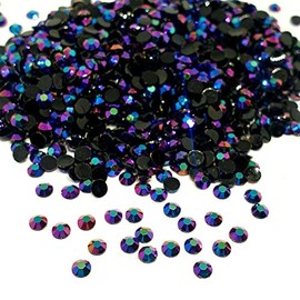 MajorCrafts 2000pcs 4mm ss16 Jelly AB Flat Back Round 14 Facets Resin Rhinestones Arts and Crafts Embellishment Gems (Dark Purple AB C82)