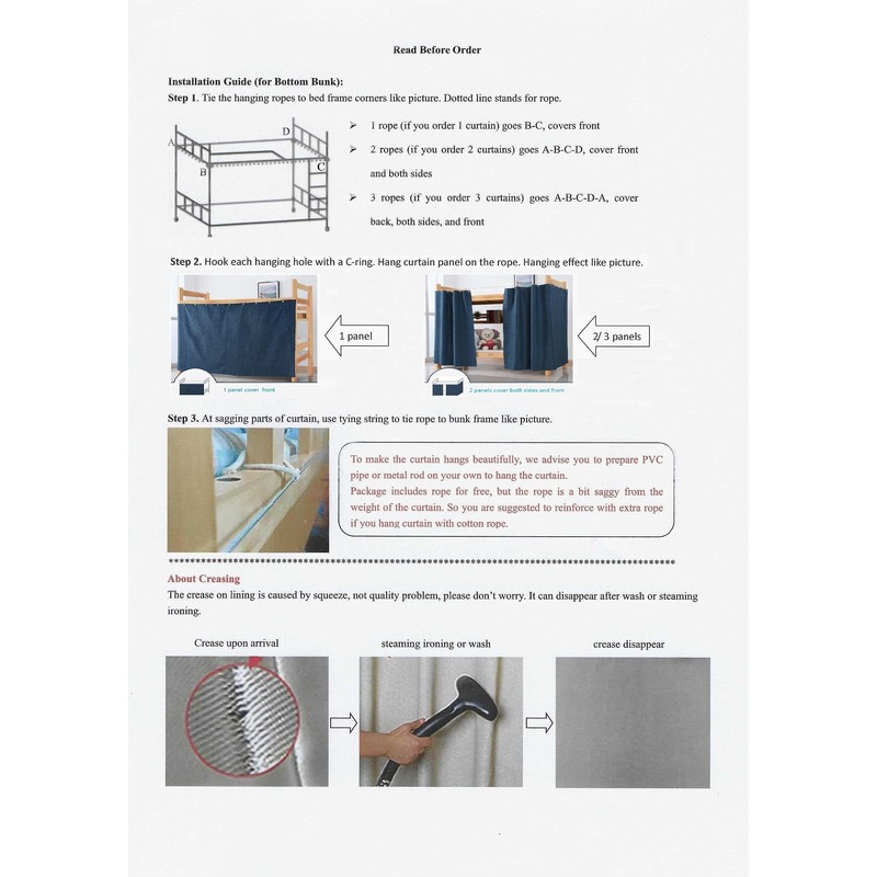 Teanea Solid Bottom Bunk Bed Blackout Curtains Privacy Cloth Single