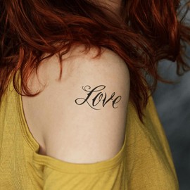 Temporalis® Tattoo Word Love | Temporalis® Tattoo | Temporalis® Tattoo | Vegan & Waterproof | Cosmetics EU Certified | Lasts 15 Days