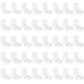 INCREWAY 40Pcs Brackets Transparent Clear Plastic Corner Bracket 90 Degree Support Shelf Corner Brace Right Angle Bracket