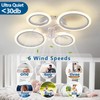 HuixuTe 26" White Geometric Circular Ceiling Fan with Lights Remote