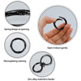 Round Carabiner Spring O Rings Zinc Alloy Round Carabiner Hook for Key Chain Bag Purse and Handbag 32 mm Pack of 20