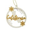 California Wood Ornament - CA State Shape with Snowflakes Cutout