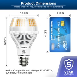SANSI - foco LED A21 equivalente a 200 W, 3000 lúmenes, 3000 K, luz blanca cálida suave E26, no regulable, 22 años de vida, eficiente, 2 unidades de ahorro de energía de 22 W para sala de estar y