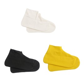 Esshogo 3 Pairs Rain Overshoes, Rain Overshoes, Waterproof Non-Slip Overshoes, Reusable Waterproof Overshoes, Suitable for All Men, Women, Young and Old, L, Black, White,, Black, White, Yellow