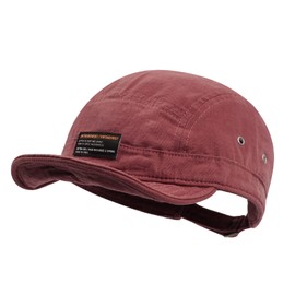 Clakllie Short Brim Hat Cotton 5-Panel Baseball Cap Flip Bill Low Profile Trucker Dad Hat Casual Flat Hiphop Snapback Cap,Red