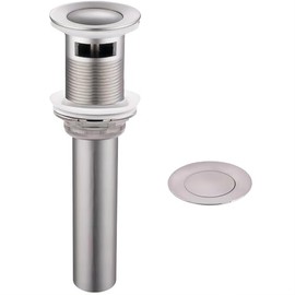 Brushed Nickel Bathroom Sink Drain Stopper Push Pop Up Drain Assembly with Overflow by Yodel Faucet - Included detachable Hair Catcher Strainer Basket