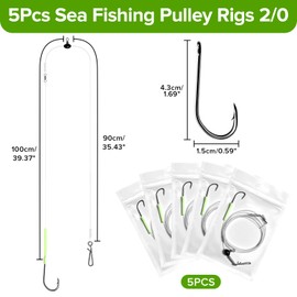 DONQL 5Pcs Sea Fishing Rigs, Sea Fishing Accessories with Hooks, Sizes 2/0