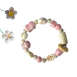 Ceramic bracelet, bohemian style, exquisite and fashionable, more unique and distinctive, stretchable elastic bracelet (1 pink bracelet)