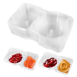 AUUTI 12 Set Reusable Snack Containers With Lids, Double Compartment Dipping Containers for Portion Control, Outdoor Takeaway, Sauce Dip Case, Plastic Snack Pack Containers