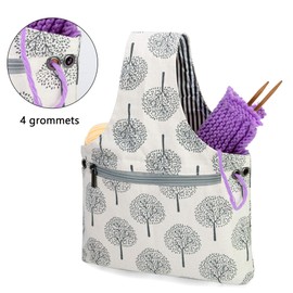 Teamoy Knitting Tote Bag, Travel Project Wrist Bag for knitting Needles(up to 11 Inches), Yarn and Crochet Supplies, Multipurpose, Perfect Size for Knitting on The Go (Small, Tree)