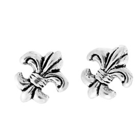 WINDALF Bohemia Fleur De Lis Vintage Stud Earrings Diameter 0.5 cm Royal Iris Medieval Earrings Boho Lucky Silver Stud Earrings 925 Sterling Silver, Jewellery fabric bags, No Gemstone