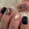 Fall Press on Nails Short Square Fake Nails with Leopard