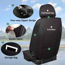 YORKENIC Fit for Toyota 4Runner Seat Covers Front Set 2003-2023 2024 2025: Breathable Leather Car Seat Covers Compatible Airbag (2 Front Set, Black)