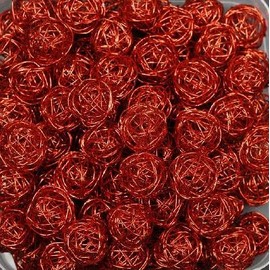 Wire Balls, Wire Balls. Approx. 30 mm. Pack of 10. Colour: Red