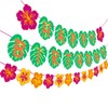 Hawaiian Party Happy Birthday Banner for Tropical Luau Party Palm