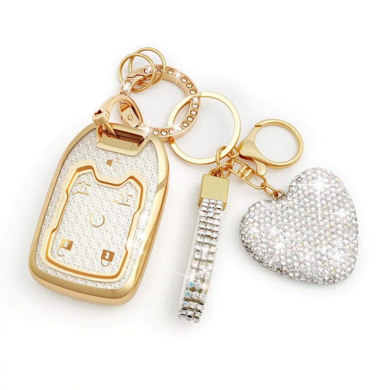 Nomiyo Key Fob Cover with Diamond, Compatible with GMC Yukon