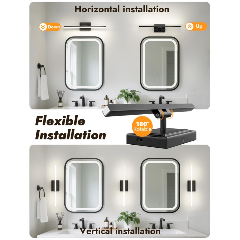 NIORSUN 24 Inch Modern Bathroom Light Fixture, 14W 5CCT Dimmable