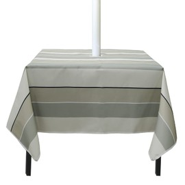 Square Outdoor Tablecloth Square with Umbrella Hole with Zipper Waterproof, Summer Vinyl Table Cover for Picnic Garden, 60" L *60" W Nautical