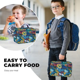 Clastyle Street Graffiti Insulated Lunch Bag Children Small Cool Bag for Boys Waterproof Lunch Bag for Picnic Schools Words Signs