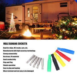10 Set Banana Plugs J.10031 Female All Copper PA Lantern Type Banana Socket Insulated Hose Pressfit Banana Plug Red, Black, Yellow, Blue and Green 2 Sets Each