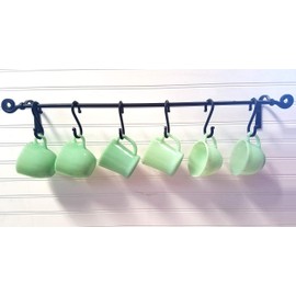 Wrought Iron Hanging Pot Rack with Hooks--Amish Made