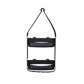 Bath Bliss 2 Way Hanging Organizer, Head, Rust Resistant, 2 Tier, for Bathroom Storage, Convertible, Matte Black Shower Caddy