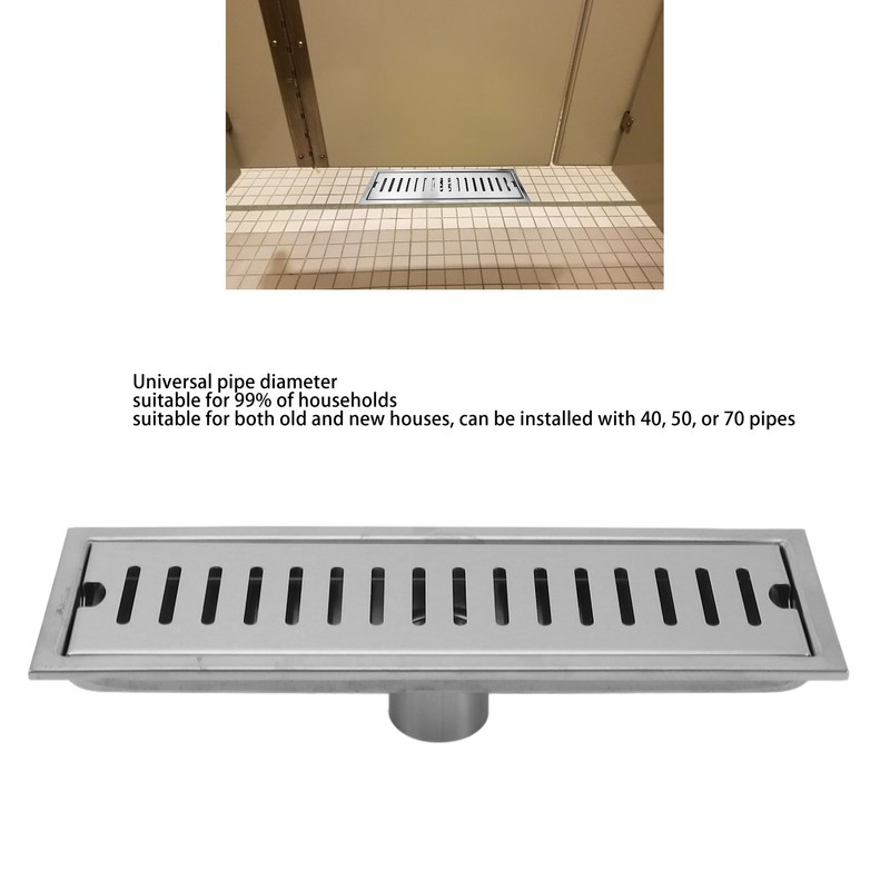12 Inch Rectangular Linear Shower Drain 304 Stainless Steel Rustproof