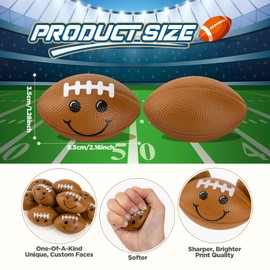 Arrowbash 12 Pcs Face Stress Balls Sport Squeeze Balls Mini Stress Relief Balls Smile Foam Balls for School Office Carnival Reward Birthday Party Favors(Football)