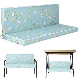 Porch Swing Cushion with Backrest,Waterproof Bench Cushion for Outdoor Furniture,2-3 Seater Thickened Patio Swing Replacement Cushion, for Outdoor Patio Porch Swing Cushions (light floral, 60*40in)