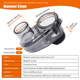 YIDOFENG CNC 52MM Diameter Dust Shoe for Mastuer Pro, Masuter 4040 3018- CNC Router Machine with 52MM Spindle Motor, Hose Diameter 38mm