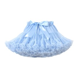 Alunsito Kids Girls Tutu Dresses Toddler Solid Color Tulle Skirt Toddler Little Girl Ballet Dance Skirt Light Blue L 8-10 Years