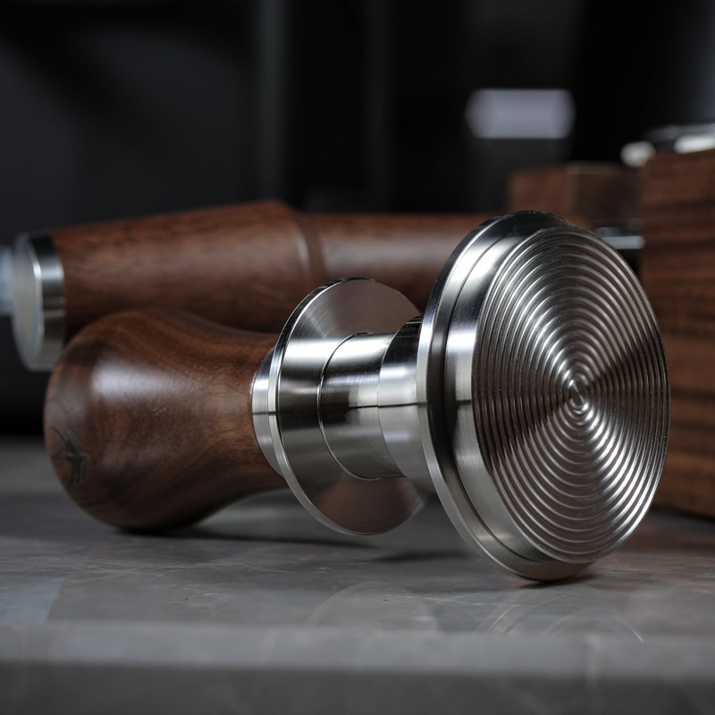KNODOS 58.5mm Tamper V2 Calibrated Espresso Tamper Walnut Handle, Auto-Leveling