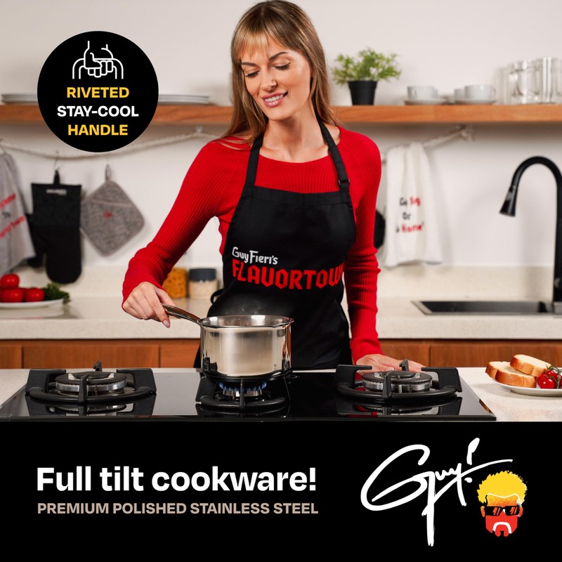 Guy Fieri's Flavortown 3.2-Quart Stainless Steel Sauce Pan with Tempered
